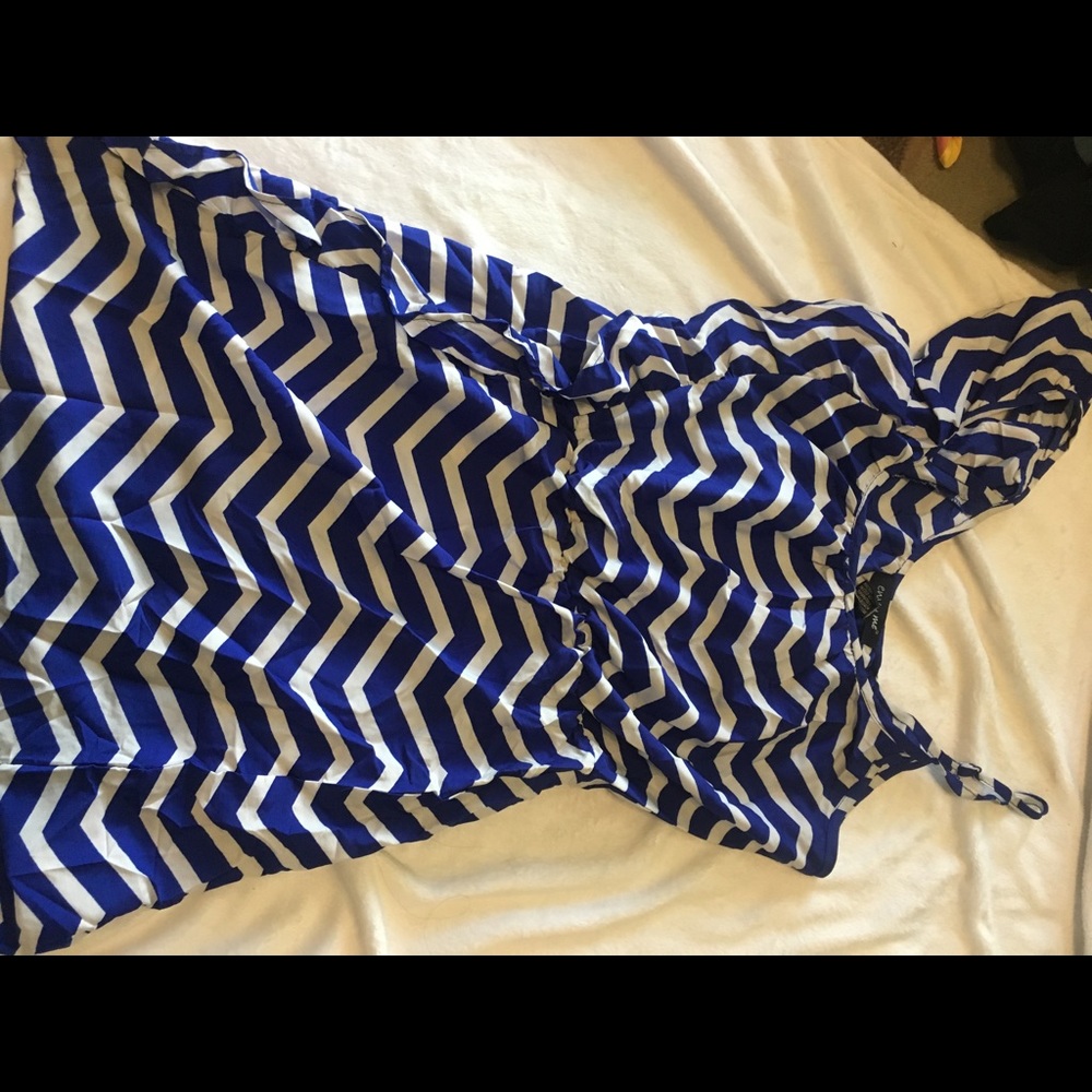 blue and white dress